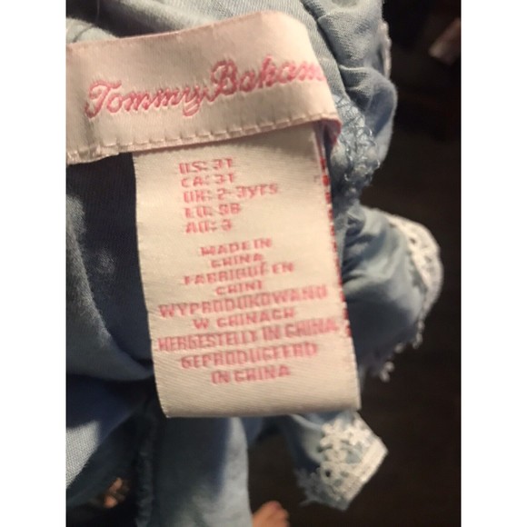 Tommy Bahama Short Sleeve Denim T Shirt 3T Lace Ruffle Layer Top - Picture 3 of 3